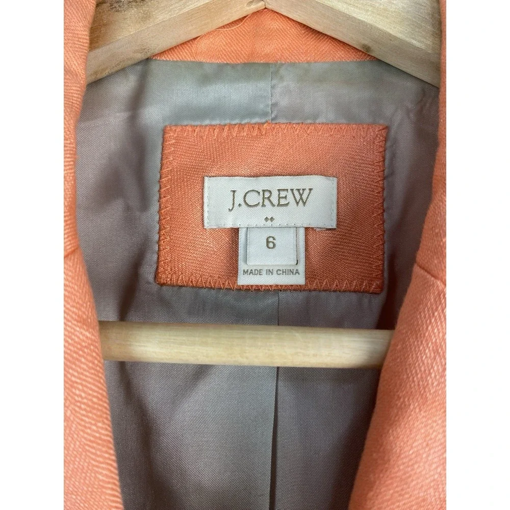 J. Crew Women's 6 Peach Lined 100% Linen 2 Button Blazer Jacket
